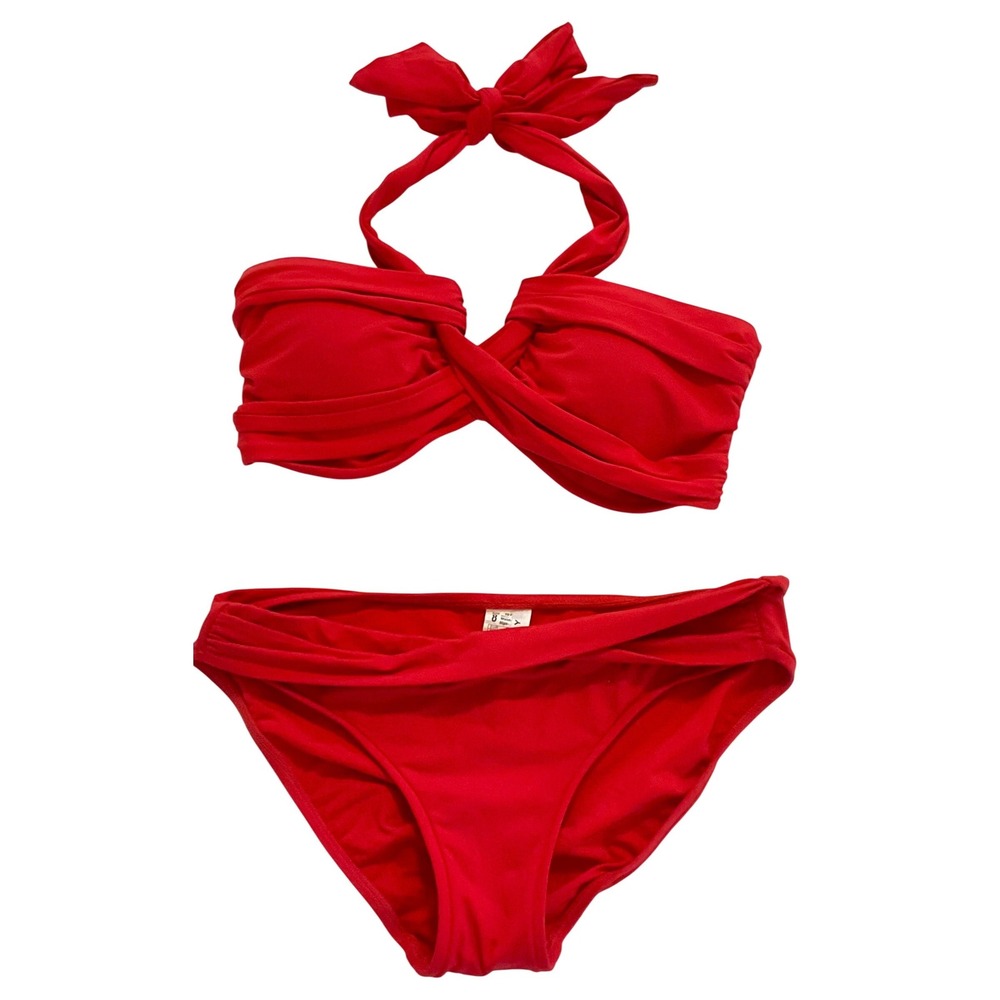 Seafolly Australia Women's Red Bandeau Bikini Set Size 4 6 US